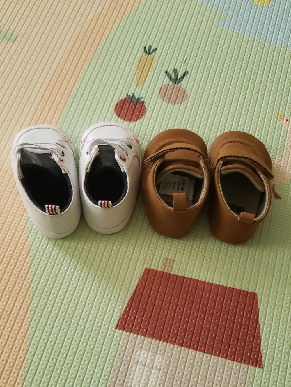 Baby Shoes — White Lace-Up Sneakers & Brown Hook-and-Loop Booties